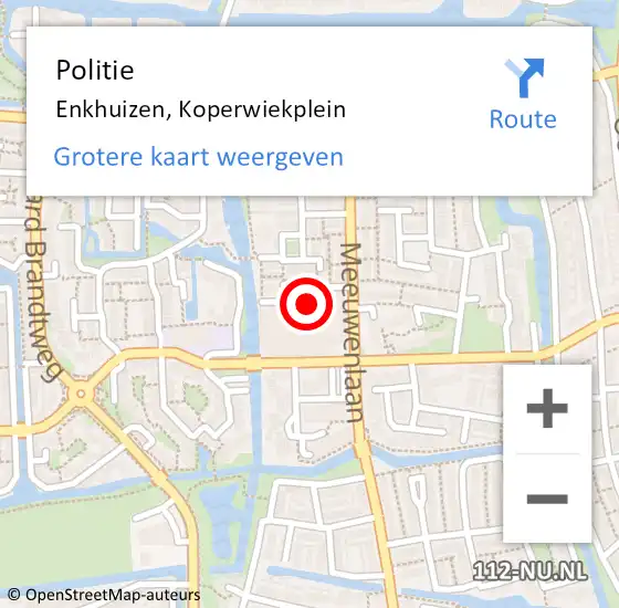 Locatie op kaart van de 112 melding: Politie Enkhuizen, Koperwiekplein op 31 oktober 2017 17:54