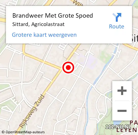 Locatie op kaart van de 112 melding: Brandweer Met Grote Spoed Naar Sittard, Agricolastraat op 31 oktober 2017 18:17