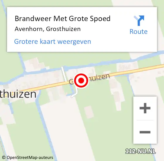 Locatie op kaart van de 112 melding: Brandweer Met Grote Spoed Naar Avenhorn, Grosthuizen op 31 oktober 2017 18:37