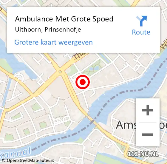 Locatie op kaart van de 112 melding: Ambulance Met Grote Spoed Naar Uithoorn, Prinsenhofje op 31 oktober 2017 19:54