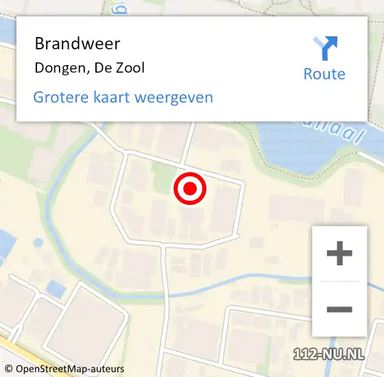 Locatie op kaart van de 112 melding: Brandweer Dongen, De Zool op 31 oktober 2017 20:21