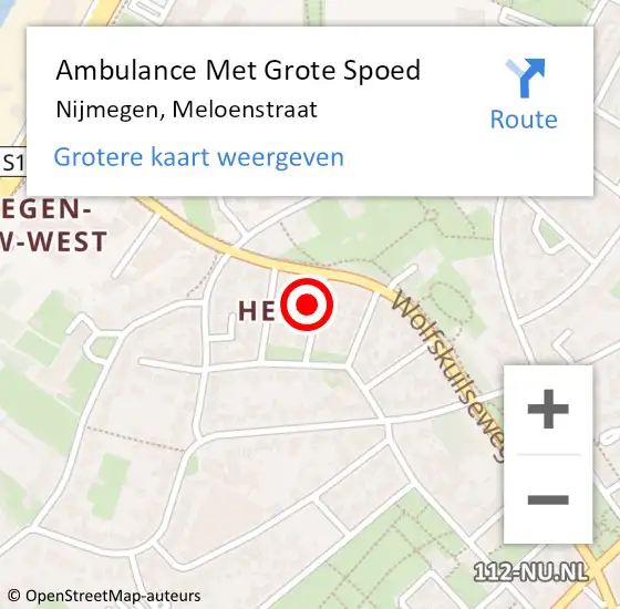 Locatie op kaart van de 112 melding: Ambulance Met Grote Spoed Naar Nijmegen, Meloenstraat op 31 oktober 2017 20:37