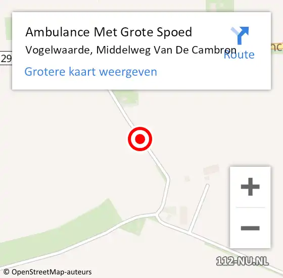 Locatie op kaart van de 112 melding: Ambulance Met Grote Spoed Naar Vogelwaarde, Middelweg Van De Cambron op 31 oktober 2017 20:46