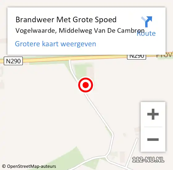 Locatie op kaart van de 112 melding: Brandweer Met Grote Spoed Naar Vogelwaarde, Middelweg Van De Cambron op 31 oktober 2017 20:51