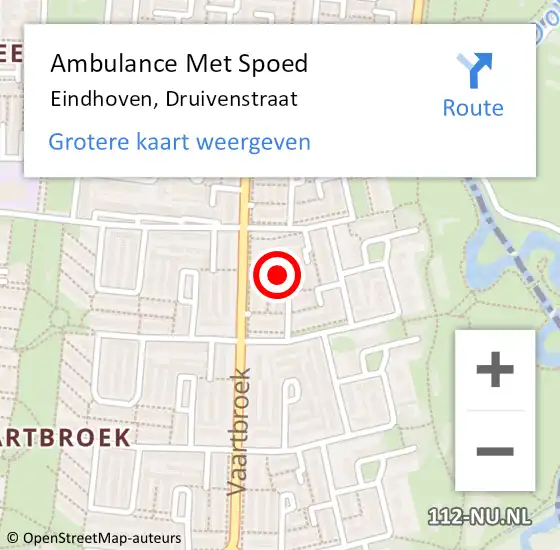 Locatie op kaart van de 112 melding: Ambulance Met Spoed Naar Eindhoven, Druivenstraat op 31 oktober 2017 23:22