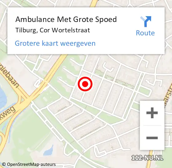 Locatie op kaart van de 112 melding: Ambulance Met Grote Spoed Naar Tilburg, Cor Wortelstraat op 1 november 2017 00:00