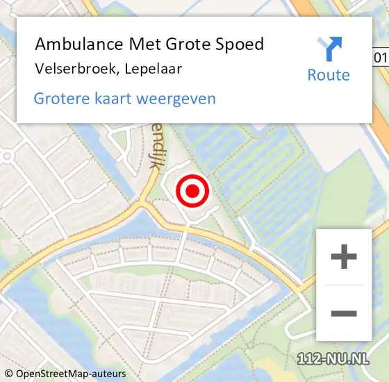Locatie op kaart van de 112 melding: Ambulance Met Grote Spoed Naar Velserbroek, Lepelaar op 1 november 2017 02:05