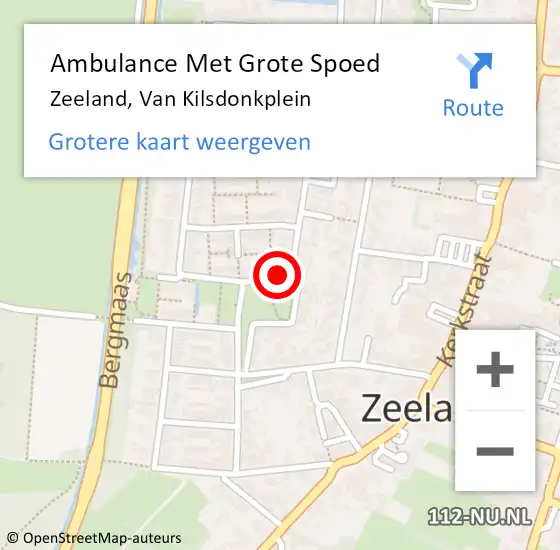 Locatie op kaart van de 112 melding: Ambulance Met Grote Spoed Naar Zeeland, Van Kilsdonkplein op 1 november 2017 02:40