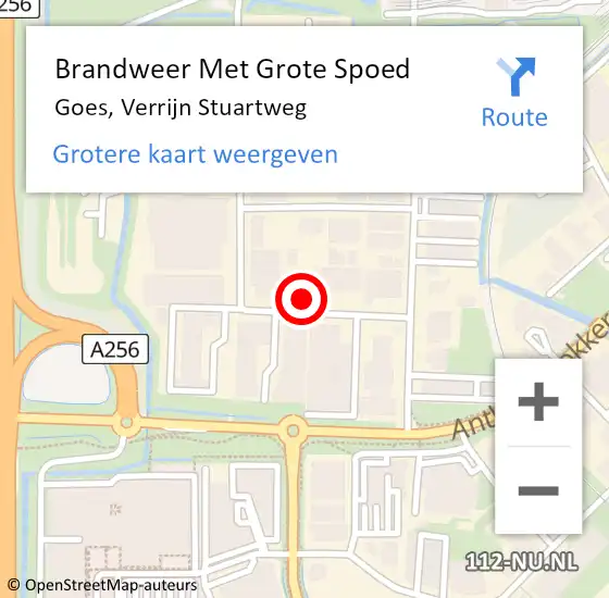 Locatie op kaart van de 112 melding: Brandweer Met Grote Spoed Naar Goes, Verrijn Stuartweg op 1 november 2017 05:41