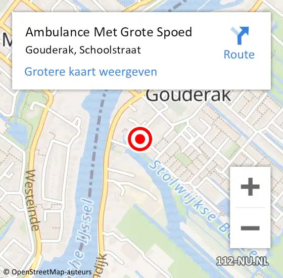 Locatie op kaart van de 112 melding: Ambulance Met Grote Spoed Naar Gouderak, Schoolstraat op 1 november 2017 06:57