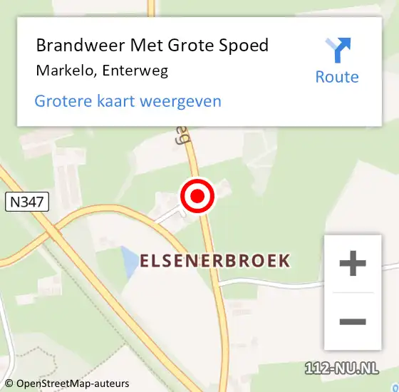 Locatie op kaart van de 112 melding: Brandweer Met Grote Spoed Naar Markelo, Enterweg op 1 november 2017 08:27