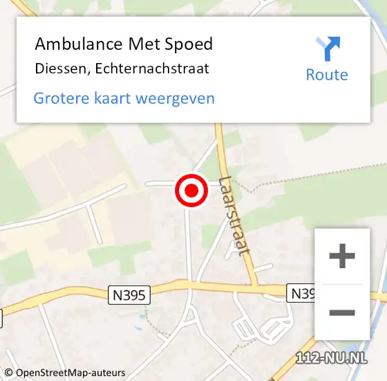 Locatie op kaart van de 112 melding: Ambulance Met Spoed Naar Diessen, Echternachstraat op 1 november 2017 09:08