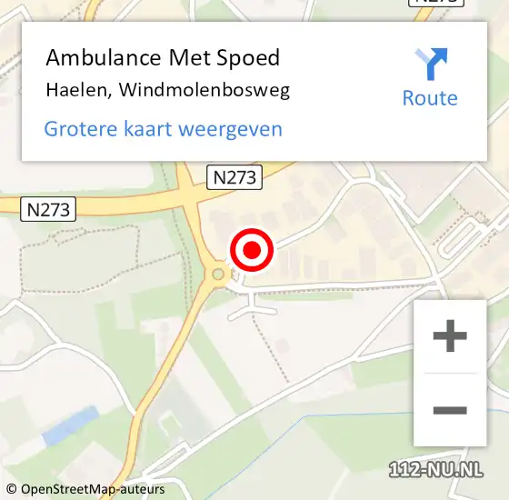 Locatie op kaart van de 112 melding: Ambulance Met Spoed Naar Haelen, Windmolenbosweg op 1 november 2017 09:10