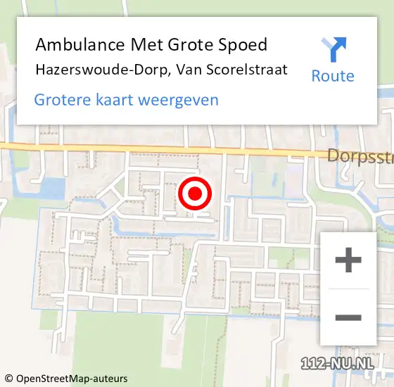 Locatie op kaart van de 112 melding: Ambulance Met Grote Spoed Naar Hazerswoude-Dorp, Van Scorelstraat op 1 november 2017 09:10