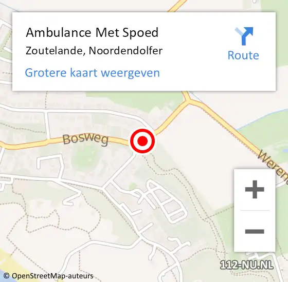 Locatie op kaart van de 112 melding: Ambulance Met Spoed Naar Zoutelande, Noordendolfer op 1 november 2017 09:13