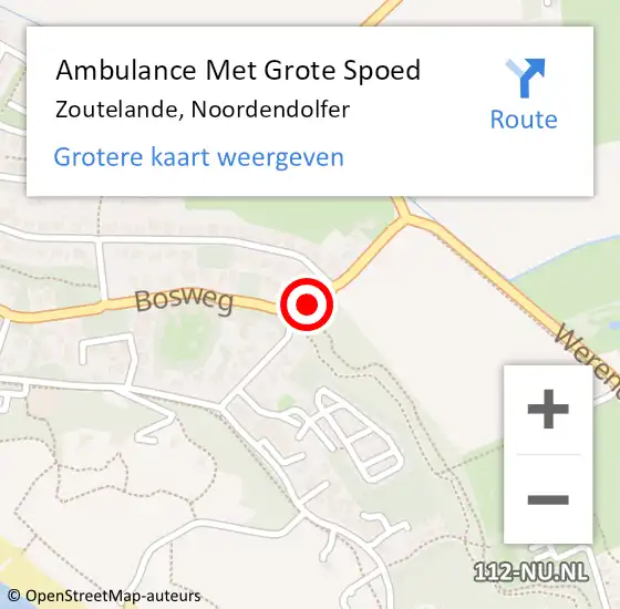 Locatie op kaart van de 112 melding: Ambulance Met Grote Spoed Naar Zoutelande, Noordendolfer op 1 november 2017 09:30