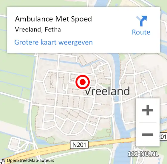 Locatie op kaart van de 112 melding: Ambulance Met Spoed Naar Vreeland, Fetha op 1 november 2017 09:57