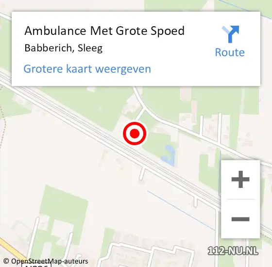 Locatie op kaart van de 112 melding: Ambulance Met Grote Spoed Naar Babberich, Sleeg op 1 november 2017 10:00