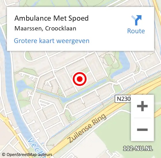 Locatie op kaart van de 112 melding: Ambulance Met Spoed Naar Maarssen, Croocklaan op 1 november 2017 11:01