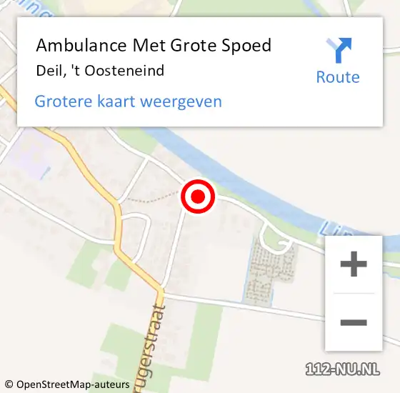 Locatie op kaart van de 112 melding: Ambulance Met Grote Spoed Naar Deil, 't Oosteneind op 5 februari 2014 18:39