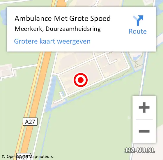 Locatie op kaart van de 112 melding: Ambulance Met Grote Spoed Naar Meerkerk, Duurzaamheidsring op 1 november 2017 12:27