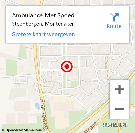 Locatie op kaart van de 112 melding: Ambulance Met Spoed Naar Steenbergen, Montenaken op 1 november 2017 12:29