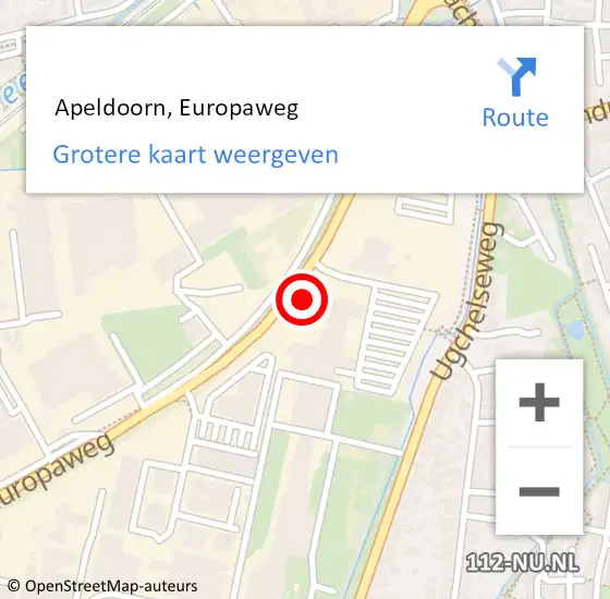 Locatie op kaart van de 112 melding:  Apeldoorn, Europaweg op 1 november 2017 13:01