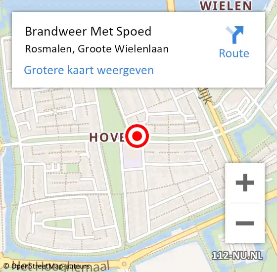 Locatie op kaart van de 112 melding: Brandweer Met Spoed Naar Rosmalen, Groote Wielenlaan op 1 november 2017 13:04