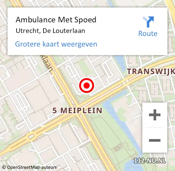 Locatie op kaart van de 112 melding: Ambulance Met Spoed Naar Utrecht, De Louterlaan op 5 februari 2014 18:49