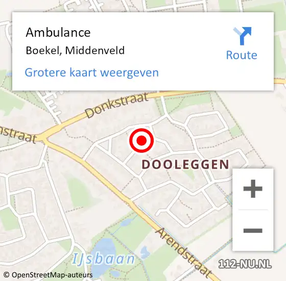 Locatie op kaart van de 112 melding: Ambulance Boekel, Middenveld op 1 november 2017 13:25