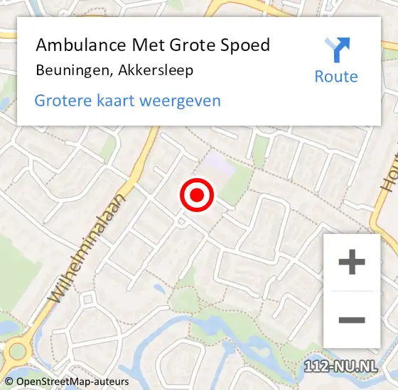 Locatie op kaart van de 112 melding: Ambulance Met Grote Spoed Naar Beuningen, Akkersleep op 1 november 2017 13:48