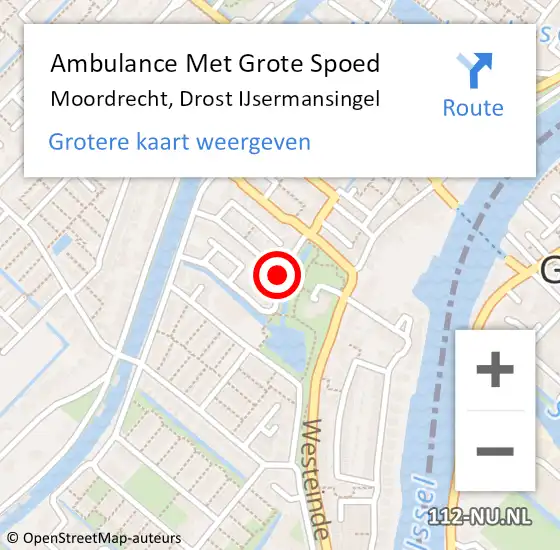 Locatie op kaart van de 112 melding: Ambulance Met Grote Spoed Naar Moordrecht, Drost IJsermansingel op 1 november 2017 13:55