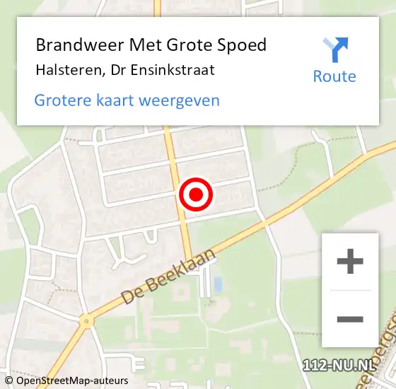 Locatie op kaart van de 112 melding: Brandweer Met Grote Spoed Naar Halsteren, Dr Ensinkstraat op 1 november 2017 14:38