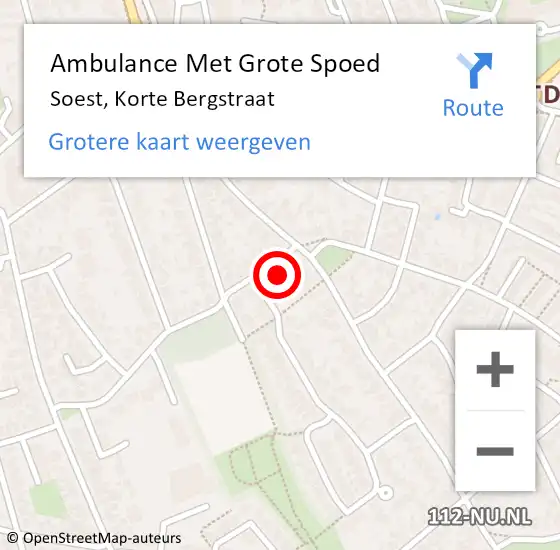 Locatie op kaart van de 112 melding: Ambulance Met Grote Spoed Naar Soest, Korte Bergstraat op 1 november 2017 15:15