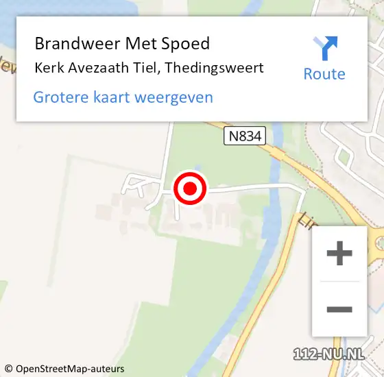 Locatie op kaart van de 112 melding: Brandweer Met Spoed Naar Kerk Avezaath Tiel, Thedingsweert op 1 november 2017 15:22
