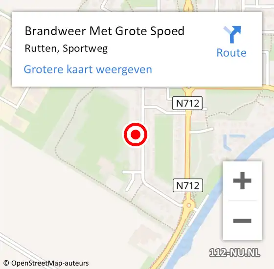 Locatie op kaart van de 112 melding: Brandweer Met Grote Spoed Naar Rutten, Sportweg op 1 november 2017 15:24