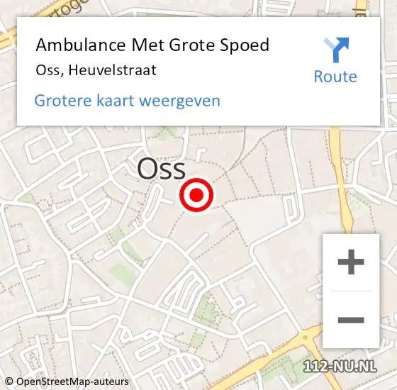 Locatie op kaart van de 112 melding: Ambulance Met Grote Spoed Naar Oss, Heuvelstraat op 1 november 2017 15:30