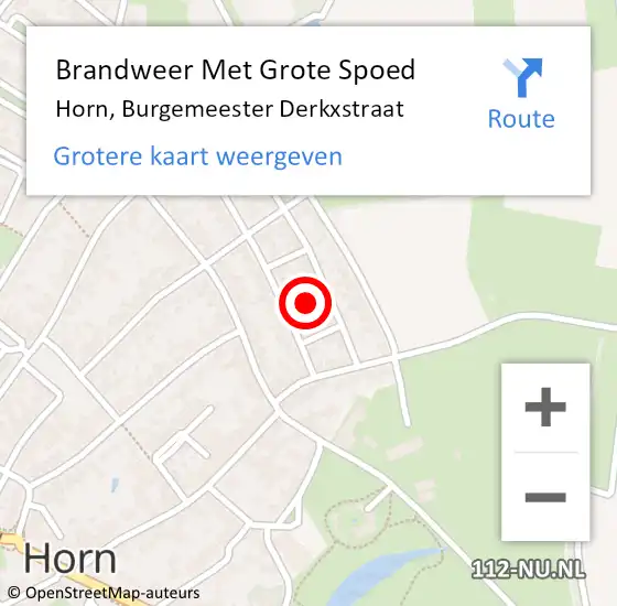 Locatie op kaart van de 112 melding: Brandweer Met Grote Spoed Naar Horn, Burgemeester Derkxstraat op 1 november 2017 15:42