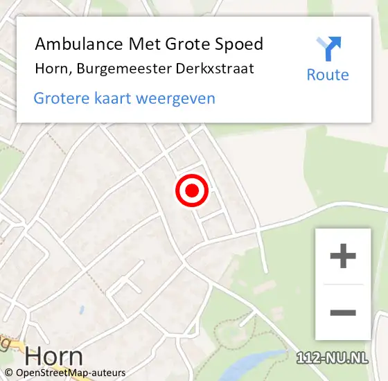 Locatie op kaart van de 112 melding: Ambulance Met Grote Spoed Naar Horn, Burgemeester Derkxstraat op 1 november 2017 15:51