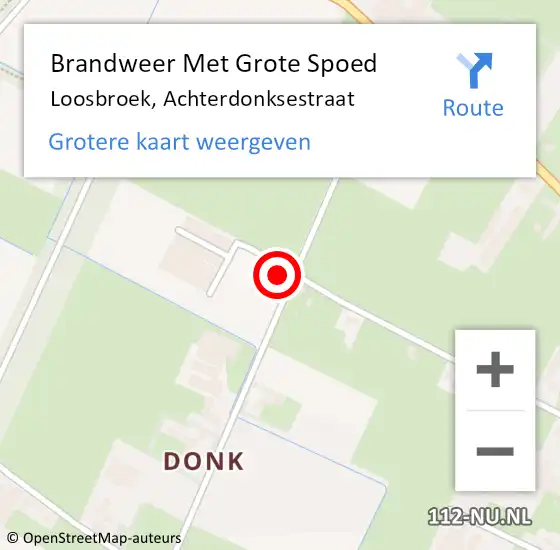 Locatie op kaart van de 112 melding: Brandweer Met Grote Spoed Naar Loosbroek, Achterdonksestraat op 1 november 2017 16:00