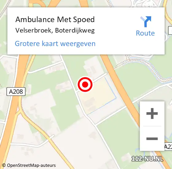 Locatie op kaart van de 112 melding: Ambulance Met Spoed Naar Velserbroek, Boterdijkweg op 1 november 2017 16:48