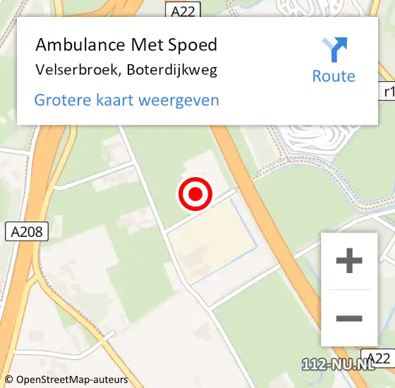 Locatie op kaart van de 112 melding: Ambulance Met Spoed Naar Velserbroek, Boterdijkweg op 1 november 2017 16:49