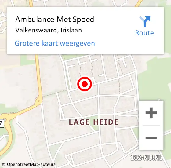 Locatie op kaart van de 112 melding: Ambulance Met Spoed Naar Valkenswaard, Irislaan op 1 november 2017 16:55