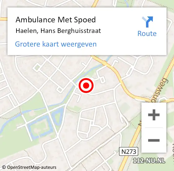 Locatie op kaart van de 112 melding: Ambulance Met Spoed Naar Haelen, Hans Berghuisstraat op 5 februari 2014 19:24