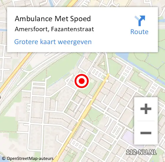 Locatie op kaart van de 112 melding: Ambulance Met Spoed Naar Amersfoort, Fazantenstraat op 1 november 2017 17:09