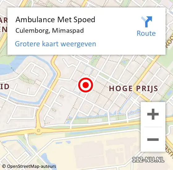 Locatie op kaart van de 112 melding: Ambulance Met Spoed Naar Culemborg, Mimaspad op 1 november 2017 17:10