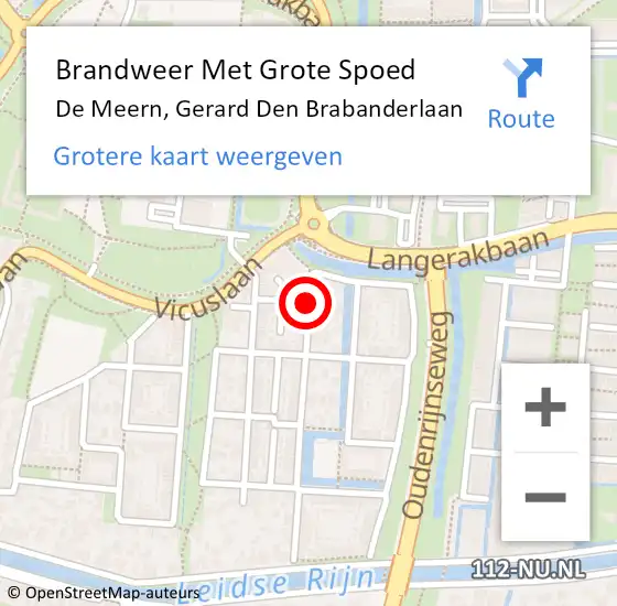 Locatie op kaart van de 112 melding: Brandweer Met Grote Spoed Naar De Meern, Gerard Den Brabanderlaan op 1 november 2017 17:32