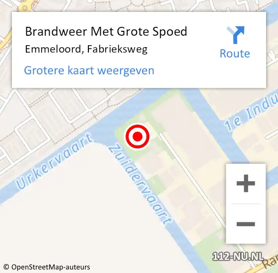 Locatie op kaart van de 112 melding: Brandweer Met Grote Spoed Naar Emmeloord, Fabrieksweg op 1 november 2017 18:16