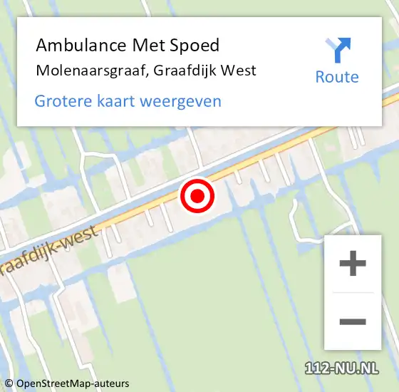 Locatie op kaart van de 112 melding: Ambulance Met Spoed Naar Molenaarsgraaf, Graafdijk West op 1 november 2017 18:40