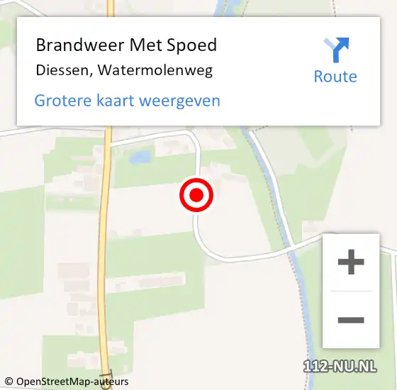 Locatie op kaart van de 112 melding: Brandweer Met Spoed Naar Diessen, Watermolenweg op 1 november 2017 19:31